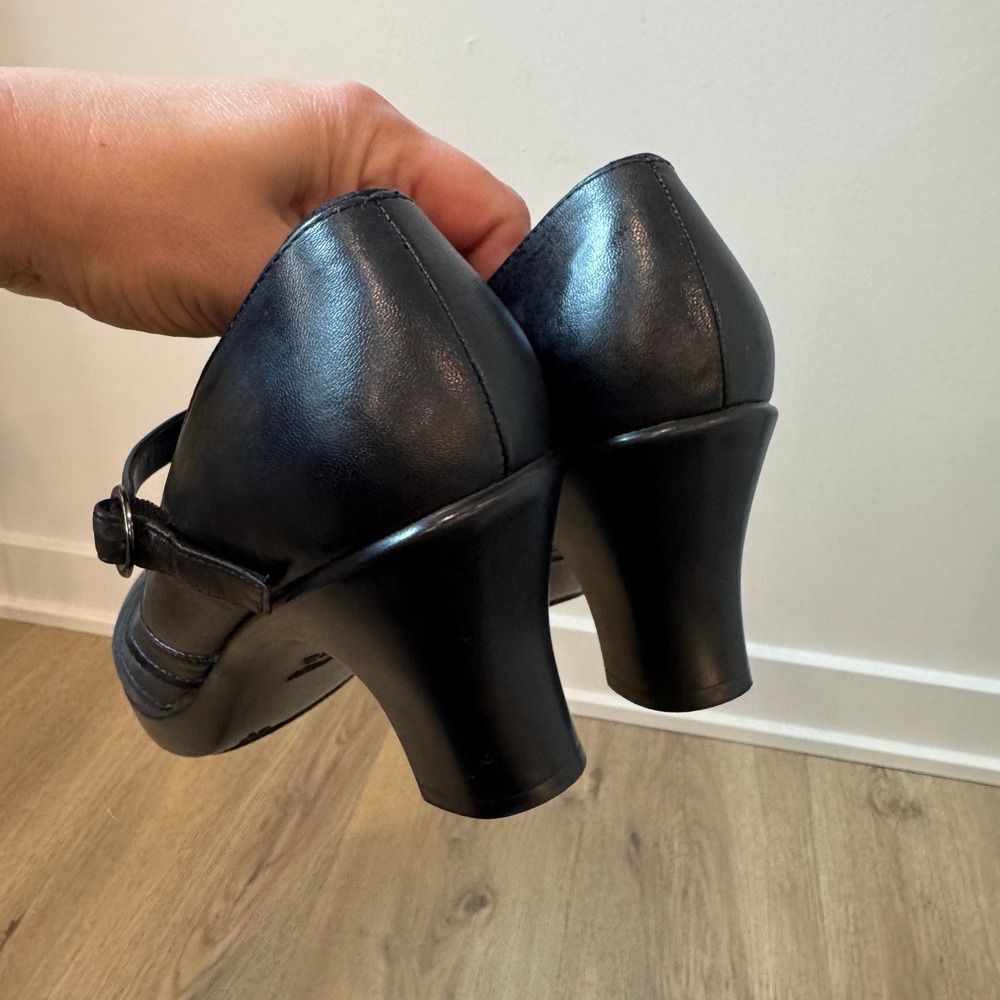 Dansko Becky Mary Jane Block Heels Black Napa Leather Womens EU 38 US 7-7.5 - Picture 7 of 11